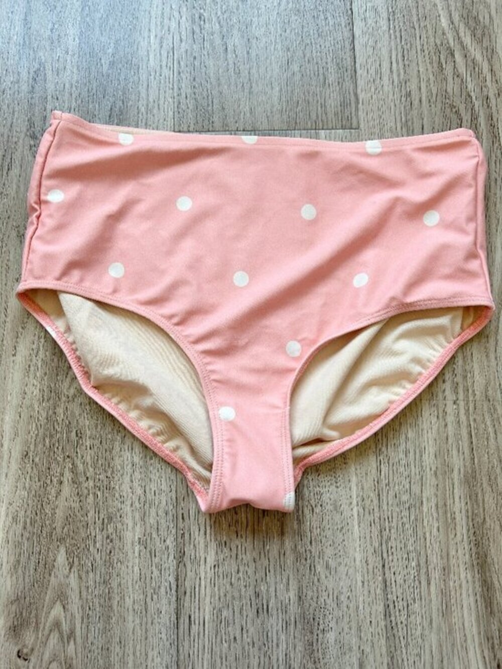 Albion Pink White Polka Dot Full Coverage Swim Bikini Bottom Size M NWOT